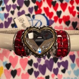 Brighton Heart  Red Charms Bracelet with White Band NWT $128